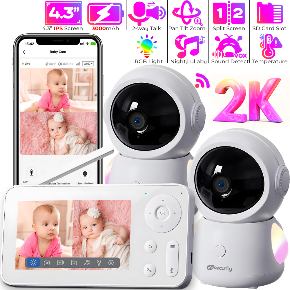 Audio Music Google - 2K 3MP Two Camera WiFi Baby