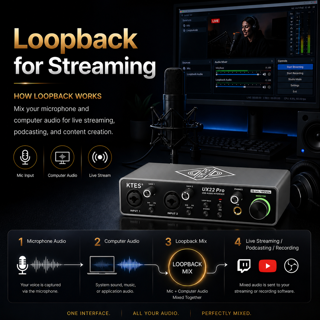 UX22 Pro Audio Interface 192kH - Audio Music Tiktok บทวิจารณ์และราคา