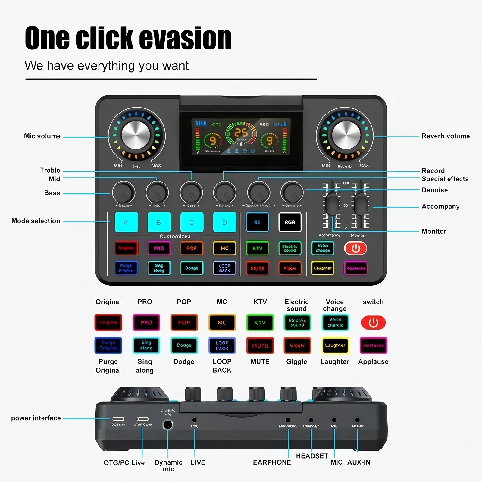 Audio Mixer, Live Sound Card w - Audio Music Changer บทวิจารณ์และราคา
