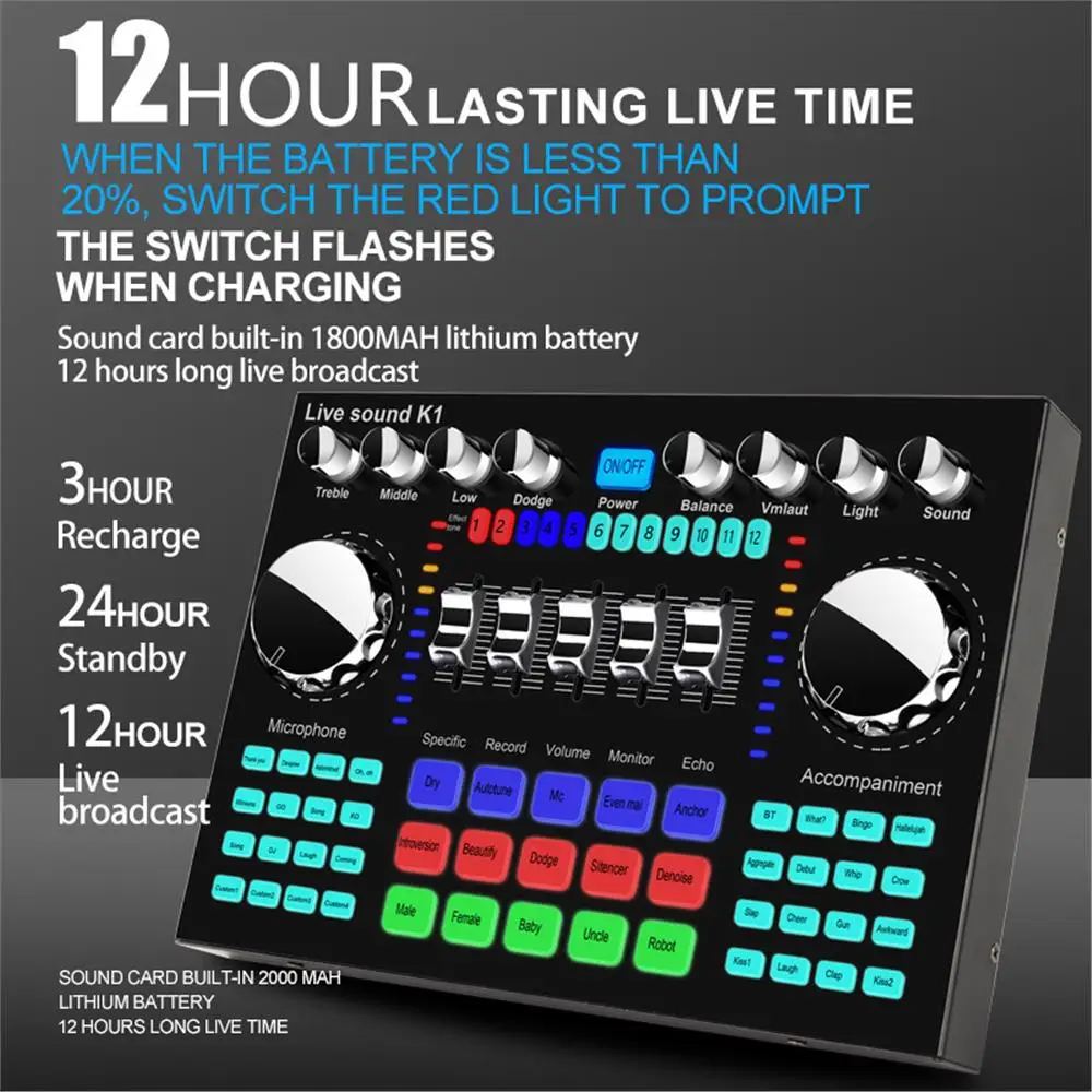K1 Live Sound Card Voice Chang - Audio Music Changer บทวิจารณ์และราคา